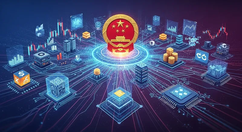 Integrated national compute power network infrastructure, symbolizing interconnected data centers and AI resource sharing