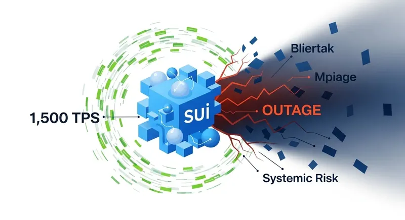 Operational status diagram illustrating the complexity of a high-throughput blockchain network failing due to a software bug.