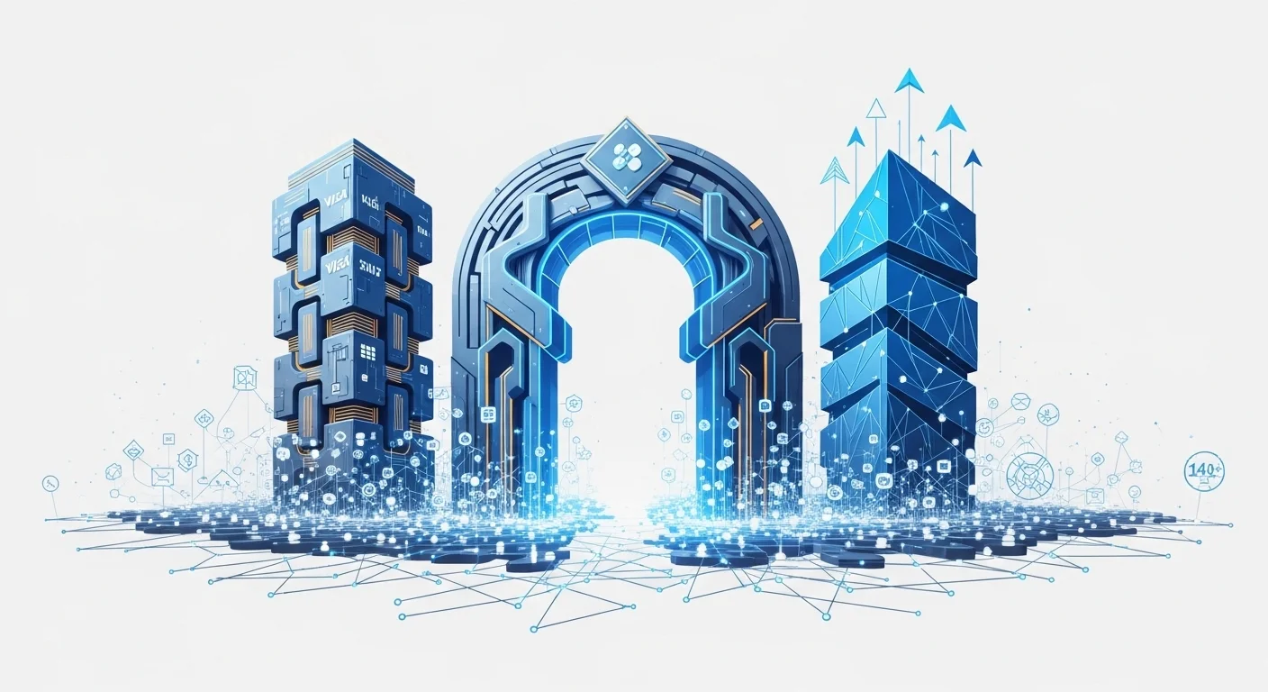 A sophisticated digital financial network representing institutional stability and secure payment corridors.