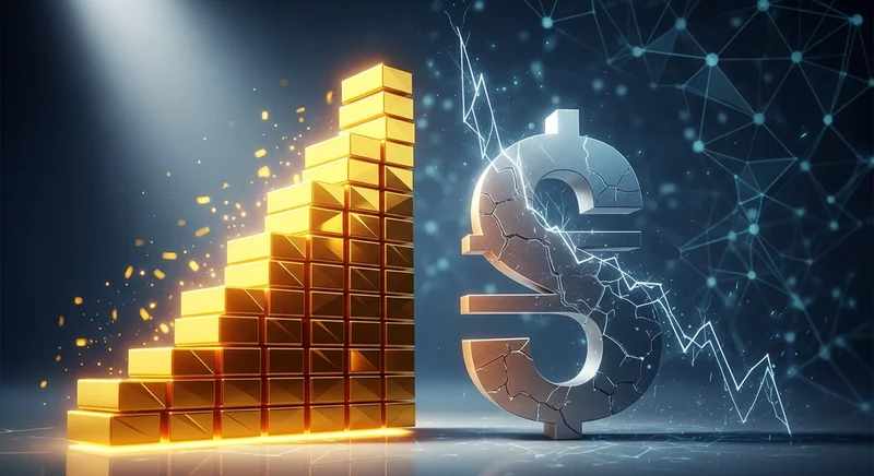 A high-quality, realistic image of gold bars stacked neatly in a modern vault setting with soft professional lighting.